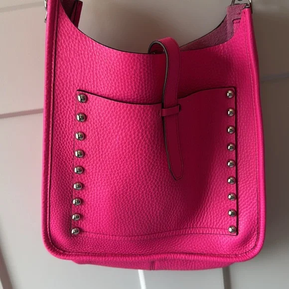 Rebecca Minkoff Hot Pink Leather Studded Crossbody Bag - Picture 3 of 9